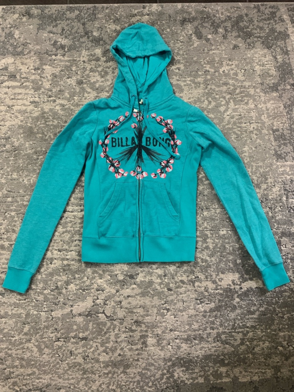 Billabong Teal Hooded Zip Sweatshirt